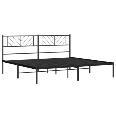 vidaXL Cadre de lit métal sans matelas avec tête de lit noir 200x200cm