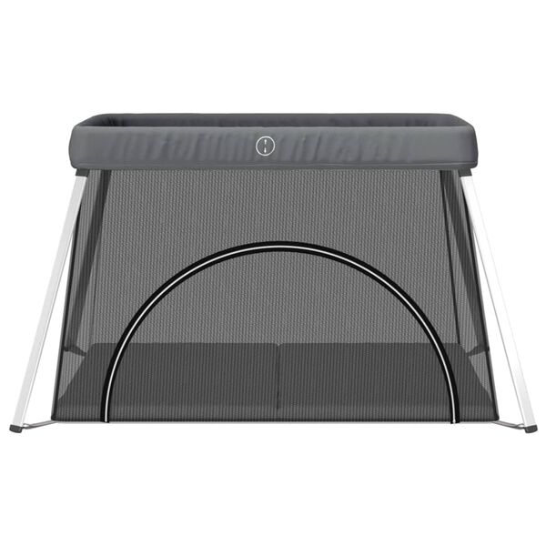 vidaXL Parc pour bébé avec matelas Gris foncé Tissu de lin