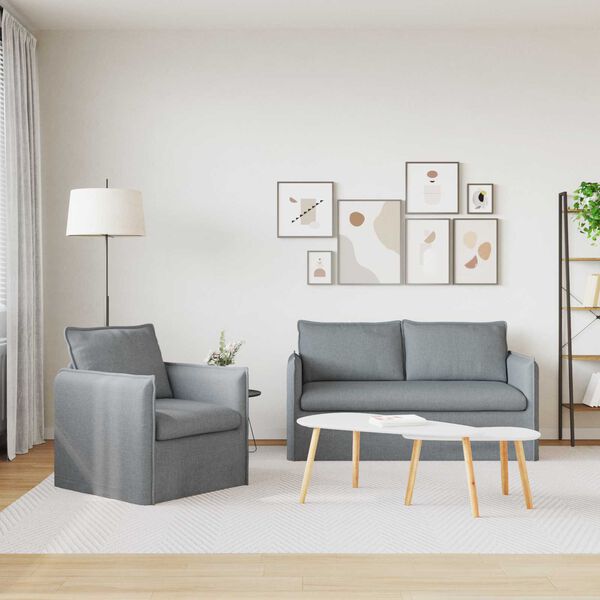 vidaXL Canap&eacute; 2 pcs Gris clair 196 x 82 x 85 cm tissu