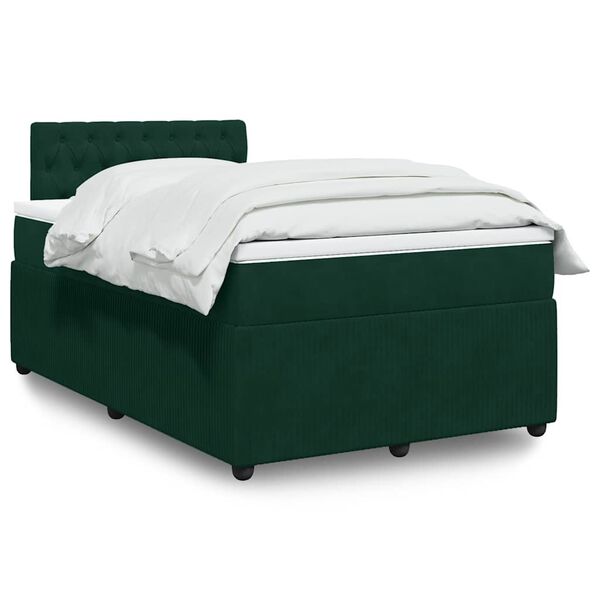 vidaXL Sommier &agrave; lattes de lit et matelas Vert fonc&eacute; 120x200cm Velours