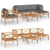 vidaXL Salon de jardin 6 pcs avec coussins gris Bois de teck solide