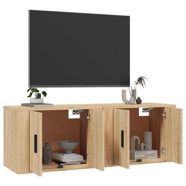 vidaXL Meubles TV muraux 2 pcs ch&ecirc;ne sonoma 57x34,5x40 cm