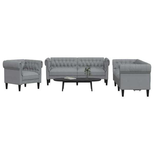 vidaXL Canap&eacute; de salon 3 pcs Gris clair tissu
