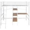 vidaXL Lit superpos&eacute; avec bureau Blanc et marron M&eacute;tal 90x200 cm