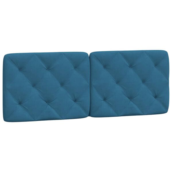 vidaXL Coussin de t&ecirc;te de lit bleu 140 cm velours