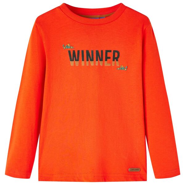T-shirt pour enfants &agrave; manches longues orange vif 128