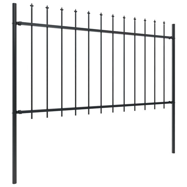vidaXL Cl&ocirc;ture de jardin avec dessus en forme de lance en acier 1248 x 100 cm Noir