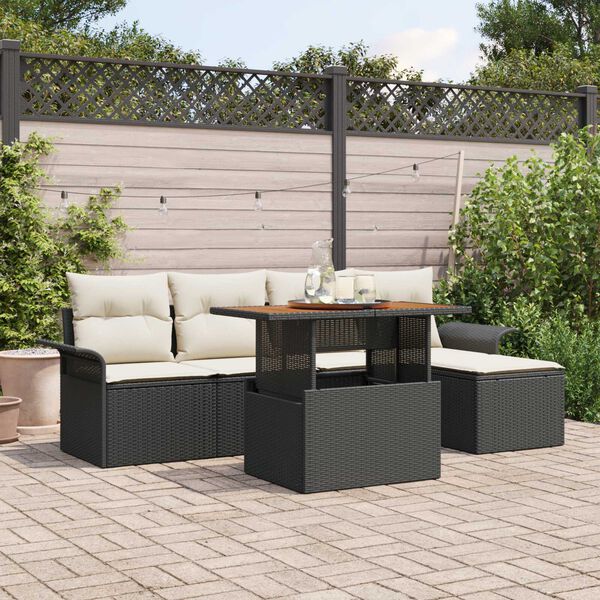 vidaXL Ensemble de canapé de jardin 6 pcs Noir Poly rotin