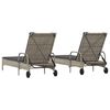 vidaXL Chaises longues avec coussins lot de 2 gris r&eacute;sine tress&eacute;e