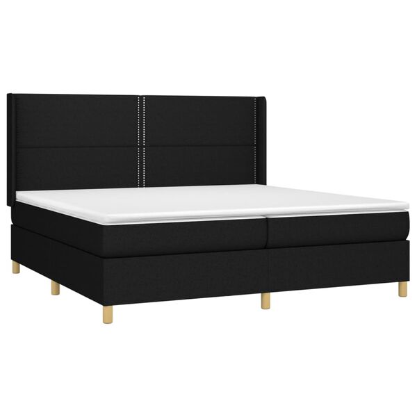 vidaXL Sommier &agrave; lattes de lit matelas et LED Noir 200x200 cm Tissu
