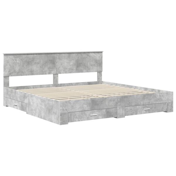 vidaXL Cadre de lit Gris b&eacute;ton 200 x 200 cm Bois d'ing&eacute;nierie