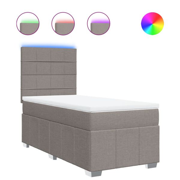 vidaXL Sommier &agrave; lattes de lit avec matelas Taupe 90x190 cm Tissu