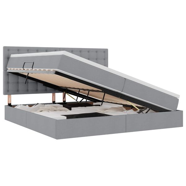 vidaXL Lit avec rangement et matelas Gris clair 200 x 200 cm Polyester
