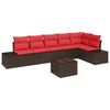 vidaXL Ensemble de canap&eacute; de jardin 7 pc Marron polyrotin