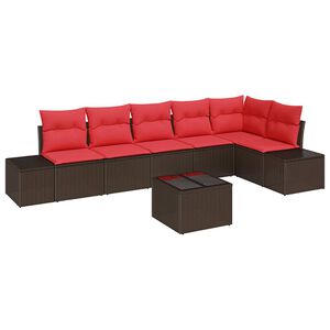 vidaXL Ensemble de canap&eacute; de jardin 7 pc Marron polyrotin