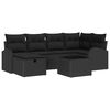 vidaXL Ensemble de canapé de jardin avec coussin 7 pcs Noir Poly rotin