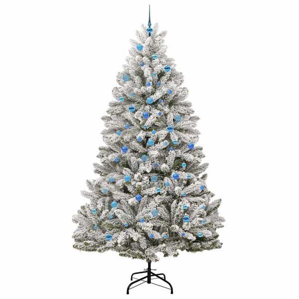 vidaXL Sapin de No&euml;l artificiel Vert et blanc 240 cm PVC et m&eacute;tal