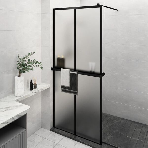 vidaXL Paroi de douche avec &eacute;tag&egrave;re Noir 90x195 cm Verre ESG&Aluminium