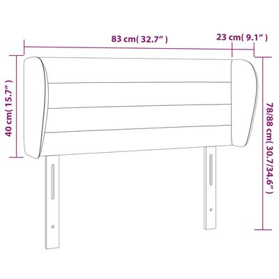 vidaXL Tête de lit avec oreilles Taupe 83x23x78/88 cm Tissu