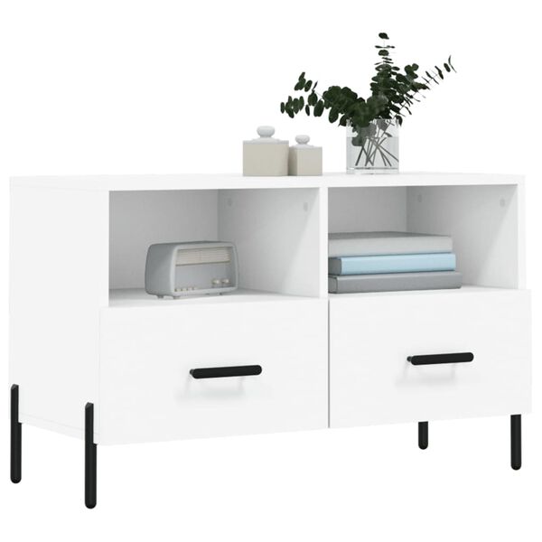 vidaXL Meuble TV Blanc 80x36x50 cm Bois d'ing&eacute;nierie