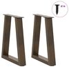 vidaXL Pieds de table basse en forme de V, 2 pi&egrave;ces, acier naturel, 38 x (42-43,3) cm