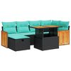 vidaXL Salon de jardin avec coussins 7pcs marron r&eacute;sine tress&eacute;e acacia