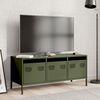 vidaXL Meuble TV vert olive 101,5x39x43,5 cm acier lamin&eacute; &agrave; froid