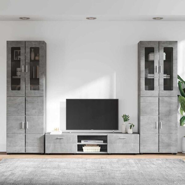 vidaXL Ensemble meuble TV FLORIN Gris b&eacute;ton Bois d'ing&eacute;nierie