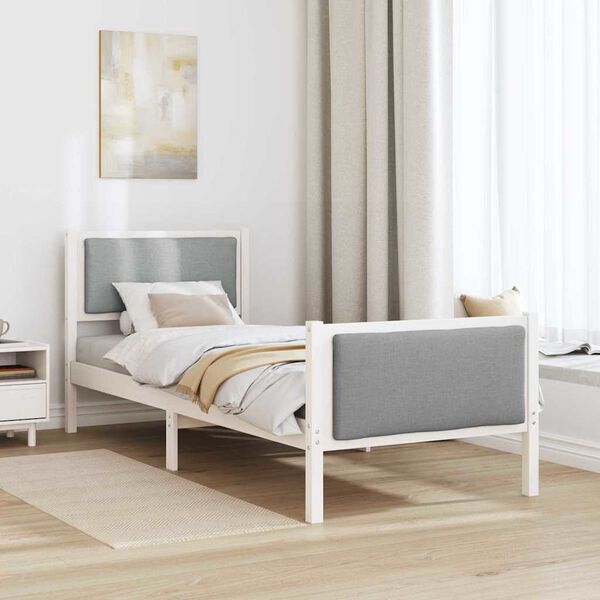 vidaXL Cadre de lit avec t&ecirc;te de lit Gris clair 80 x 200 cm tissu
