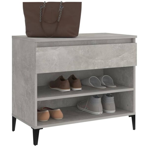 vidaXL Armoire à chaussures Gris béton 70x36x60 cm Bois d'ingénierie