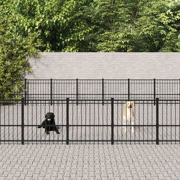 vidaXL Chenil d'ext&eacute;rieur pour chiens Acier 52,69 m&sup2;