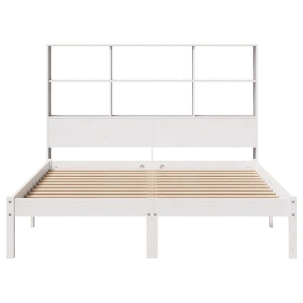 vidaXL Lit biblioth&egrave;que sans matelas blanc 140x190 cm bois pin massif