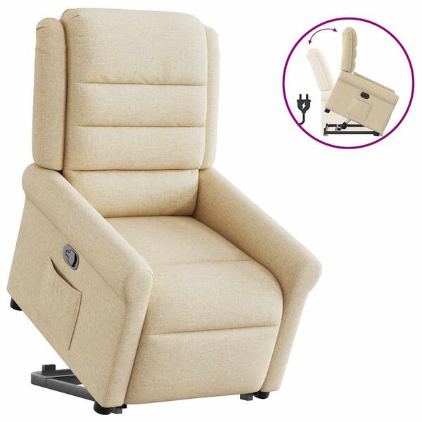 vidaXL Fauteuil inclinable Cr&egrave;me Tissu