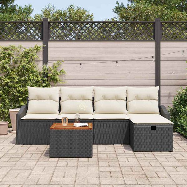 vidaXL Ensemble de canap&eacute; de jardin avec coussin 6 pcs Noir Poly rotin