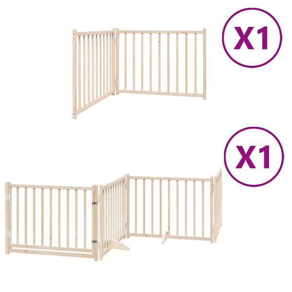 vidaXL Barri&egrave;re pour chien avec porte pliable 6 panneaux bois peuplier