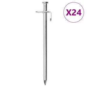 vidaXL Piquets de tente 24 pcs 19,5 cm 8 mm acier galvanis&eacute;