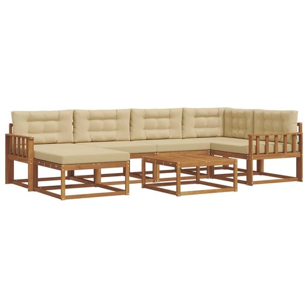 vidaXL Ensemble de canap&eacute;s d'ext&eacute;rieur 7 pcs Naturel et Beige