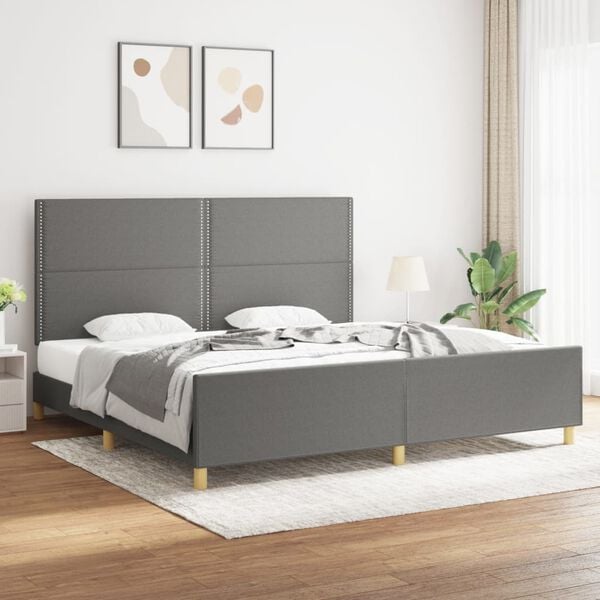 vidaXL Cadre de lit sans matelas gris fonc&eacute; 200x200 cm tissu