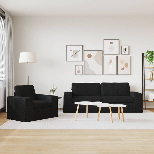 vidaXL Canap&eacute; 2 pcs Noir