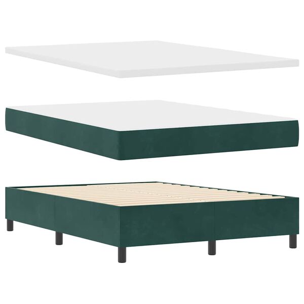 vidaXL Lit &agrave; ressorts avec matelas Vert fonc&eacute; 140 x 200 cm Velours