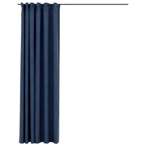 vidaXL Rideau occultant d'aspect de lin avec crochets Bleu 290x245 cm