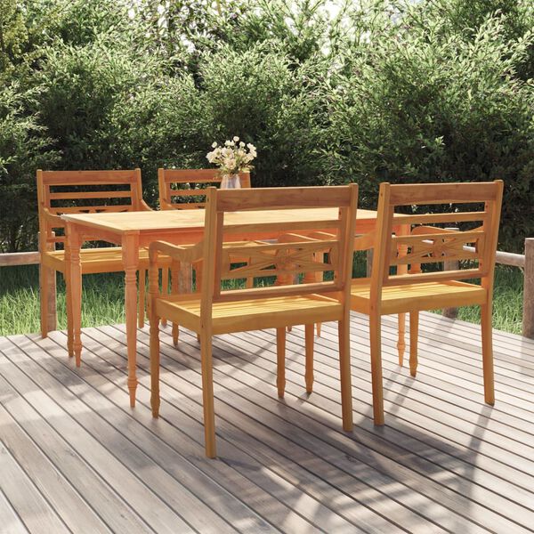 vidaXL Ensemble &agrave; manger de jardin 5 pcs Bois de teck massif