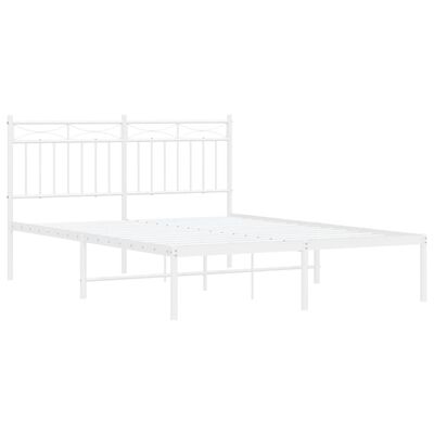 vidaXL Cadre de lit métal sans matelas et tête de lit blanc 135x190 cm