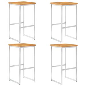 vidaXL Chaises de bar lot de 4 bois d'acacia solide/acier inoxydable