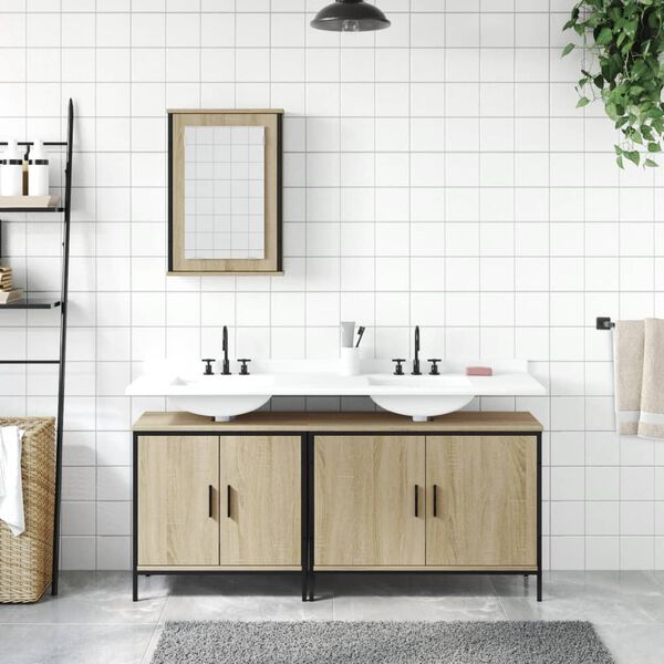 vidaXL Ensemble de meubles de salle de bain 3 pcs ch&ecirc;ne sonoma
