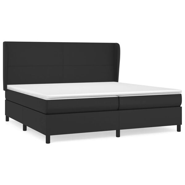 vidaXL Sommier &agrave; lattes de lit avec matelas Noir 200x200 cm Similicuir