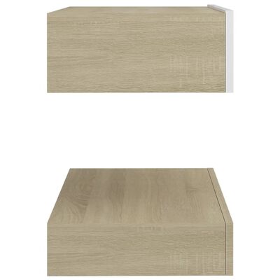 vidaXL Table de chevet Blanc et chêne sonoma 60x35 cm Aggloméré