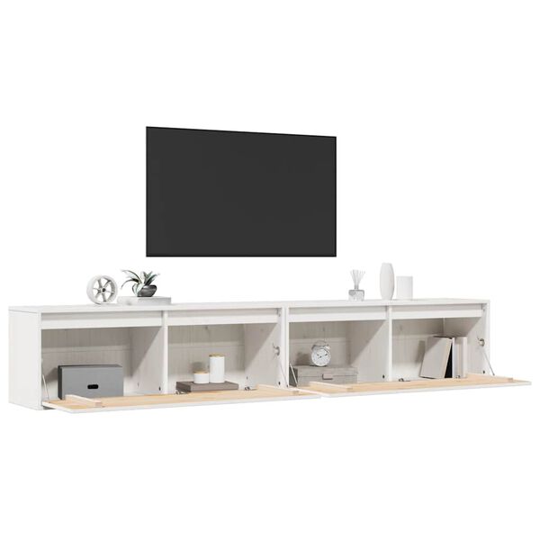 vidaXL Armoires murales 2 pcs Blanc 100x30x35 cm Bois de pin massif