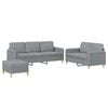 vidaXL Ensemble de canap&eacute;s 3 pcs avec coussins Gris clair Tissu
