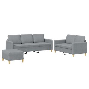 vidaXL Ensemble de canap&eacute;s 3 pcs avec coussins Gris clair Tissu